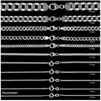 HOPLO Panzerkette Silberkette Panzerkette Länge 80cm - Breite 2,7mm - 925 Silber, Made in Germany silberfarben 80 cm Herrengröße lang