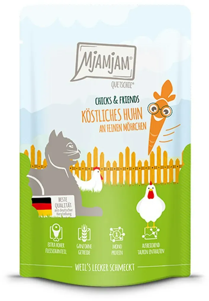 MJAMJAM Chicks & Friends 300g MjAMjAM Katze 6x300g Chicks und Friend Huhn mit Möhren