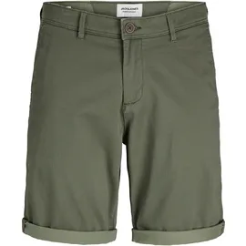 JACK & JONES "JPSTBOWIE JJSHORT SA", Herren, Gr. M, N-Gr, grün (olive night), Web, Obermaterial: 98% Baumwolle, 2% Elasthan, unifarben, slim fit kniefrei, Hosen Chinoshorts