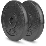 wuuhoo® Hantelscheiben Manuel 27mm Bohrung, Langhantelgewichte 2er Set, Gewichte für 1" Zoll Hantelstangen, Hantelscheibe beschichtet in Grau aus Gusseisen - Fitnessgerät für Zuhause 2x5 kg