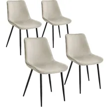 Tectake Esszimmerstuhl Monroe Polyester creme 4er Set