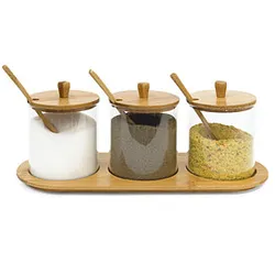 relaxdays Vorratsdosen-Set JIAO 12,0 cm hoch transparent/braun, 1 Set
