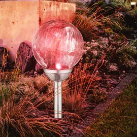 ETC Shop RGB LED Solar Leuchte Steck Lampe Beleuchtung Glas Kugel Außen Strahler Farbwechsel