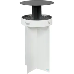 PROREGAL Robuster Ascher mit Schutzdach | HxBxT 75x44x44cm | Verzinkter Stahl | Weiß | Ascher Aschenbecher