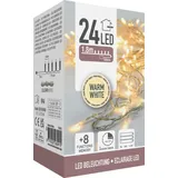 free & easy, self import agencies LED-Lichterkette, 24 LEDs, warmweiß, Batteriebetrieb, IP44, Timer, transp.