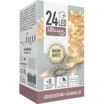 self import agencies LED-Lichterkette, 24 LEDs, warmweiß, Batteriebetrieb, IP44, Timer, transp.