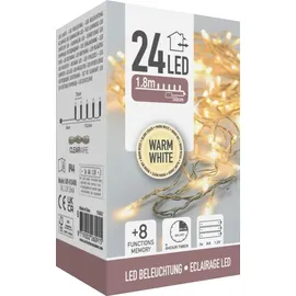 self import agencies LED-Lichterkette, 24 LEDs, warmweiß, Batteriebetrieb, IP44, Timer, transp.