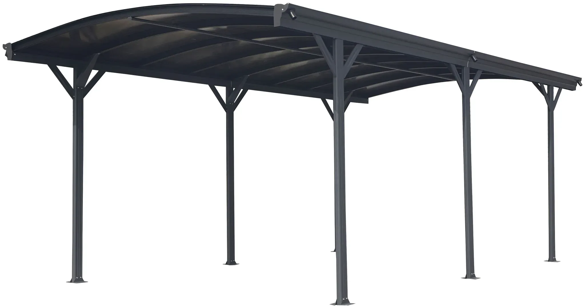 Einzelcarport WESTMANN "Rundbogen" Carports Gr. B/H/T: 300cm x 206cm x 576cm, grau (anthrazit) aus Aluminium, anthrazit