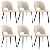 Merax Esszimmerstuhl (6 St), 6er Set Polsterstuhl Wohnzimmerstuhl Samt, Metallbeine, Beige