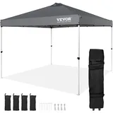 VEVOR Pavillon 304,8x304,8x320cm Gartenzelt 250D PU Silber beschichtetes Gewebe Faltpavillon inkl. Aufbewahrungstasche Partyzelt 6-8 Personen Pop up Zelt Faltzelt Gartenpavillon für Campingausflug
