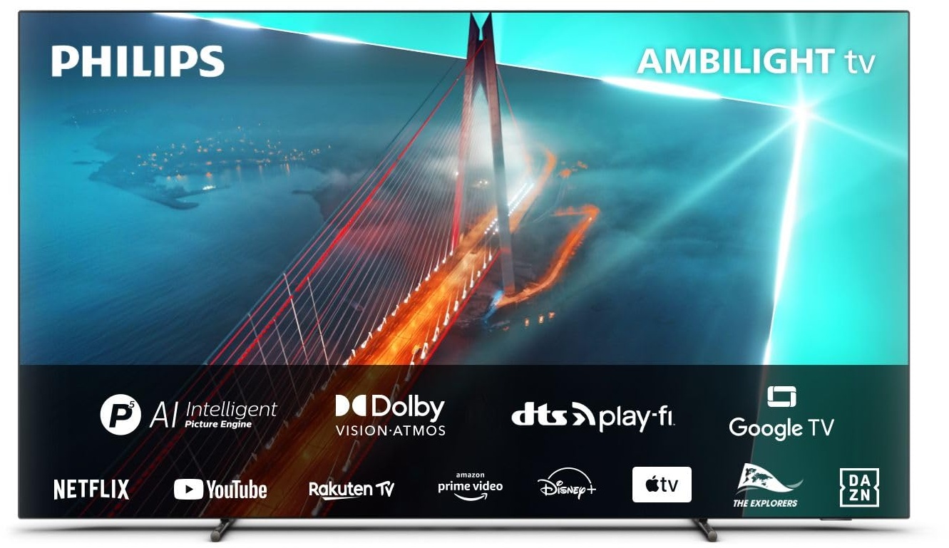 Philips Ambilight TV | 55OLED708/12 | 139 cm (55 Zoll) 4K UHD OLED Fernseher | 120 Hz | HDR | Dolby Vision | Google TV | VRR | WiFi | Bluetooth | DTS:X | Sprachsteuerung