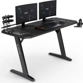 SENSE7 Nomad Cybernetic Gaming Tisch 140x60, PC Tisch mit Kopfhörerhaken, Getränkehalter, Controller Halter, Gaming Computertisch mit Kohlefaseroberfläche, Ergonomischer Gaming Desk