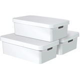 Curver Infinity Aufbewahrungsboxenset mit Deckel, Kunststoff, Grau, 30 Liter, 3er Set
