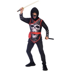 Amscan Vampir-Kostüm Ninja Kinderkostüm mit Skelett Print – Schwarz Rot schwarz 6-8 Jahre