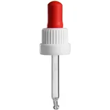 5 x Glas Pipette PL53.5mm - weiss/rot - mit Originalitäts-Verschluss (OV) - für 10ml und 15ml Pipettenflaschen - Gewinde DIN 18 (18mm) / Pipetten / Tropfpipette / Tropfpipetten / Glaspipette / Glaspipetten / Pipettenverschluss für Pipettenflasche