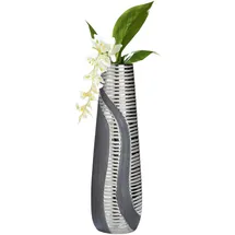 Gilde Kegelvase Sevilla - Moderne Deko Vasen - Blumenvase - Keramik - anthrazit-Silber - Höhe 49 cm