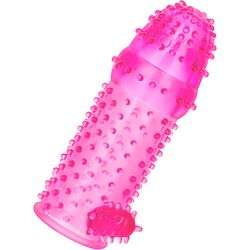 Genoppte Penishülle mit Klitorisreizer, 12 cm, pink