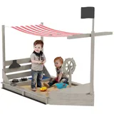 Outsunny Sandkasten mit Abdeckung Schiff Design Grau