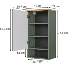 Vicco Hängeschrank Eden, Grün/Artisan, 40 x 77.5 cm, viel Stauraum für Badutensilien