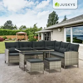 Juskys Manacor Polyrattan Lounge-Set grau meliert