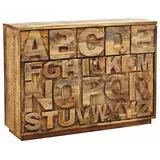 Landscape Kommode, Braun, Holz, Mangoholz, massiv, 2 Fächer, 3 Schublade(n) Schubladen, 128x91x37 cm, ISO 9001, Wohnzimmer, Kommoden & Sideboards, Kommoden