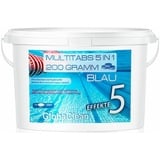 GlobaClean 3 kg Chlor Multitabs 5 in 1 200g Blau, Chlortabletten für Pool, Hochwirksame Poolchemie Poolpflege