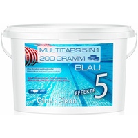 GlobaClean 3 kg Chlor Multitabs 5 in 1 200g Blau | Chlortabletten für Pool | Hochwirksame Poolchemie Poolpflege