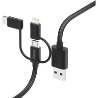 Hama 3in1 Multi-Ladekabel USB-A - Micro-USB USB-C und Lightning 1m Schwarz