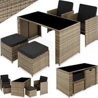 Tectake Rattan Sitzgruppe Palermo 2+2+1 1