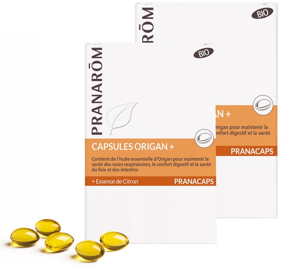 Pranarom Capsules Origan + Essence de Citron Organischer Oregano + Zitronenessenz Aromatische Widerstandskapseln