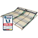 Sleepneo Lattenrost 160x200 PREMIUM STRONG 200 aus Buchenholz (2x Lattenrost 80x200), Kopfteil verstellbar, mit 42 Latten, Made in Germany, bis 200Kg