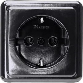 Kopp Aufputz-Programm Standard, schwarz, Schutzkontakt-Steckdose 1-Fach, 16 A, 250 V, 101805003
