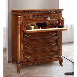 Casa Padrino Luxus Barock Kommode Braun / Creme / Messing - Prunkvolle Barockstil Schlafzimmer Kommode - Luxus Schlafzimmer Möbel im Barockstil - Barock Schlafzimmer Möbel