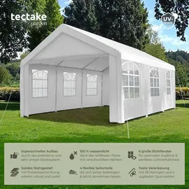 Tectake Pavillon 6 x 4 m mit Seitenteile weiß