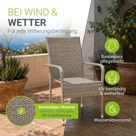 Juskys Yoro Polyrattan Gartenstuhl Grau 8 St.