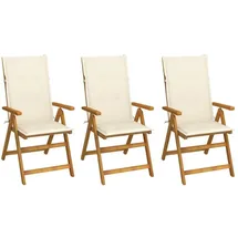vidaXL Klappbare Gartenstühle 69 x 69 x 111 cm creme 3 St.