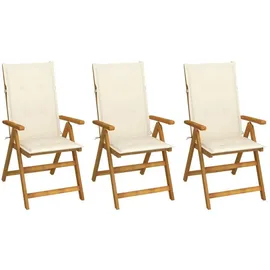 vidaXL Klappbare Gartenstühle 69 x 69 x 111 cm creme 3 St.