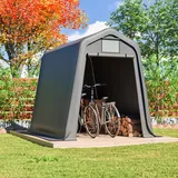 Ball & Cast Fahrradgarage Geräteschuppen (183×245×217cm) wetterfest mit Belüftungsfenster - UV-Schutz & Regenschutz, Für Fahrrad & Motorrad, Grau