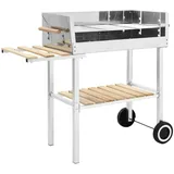 vidaXL XXL Holzkohlegrill Grillwagen mit 2 Regalen Edelstahl