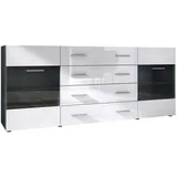 Vladon Sideboard, Weiß Hochglanz, Holzwerkstoff, 166x72x35 cm, Wohnzimmer, Kommoden & Sideboards, Sideboards
