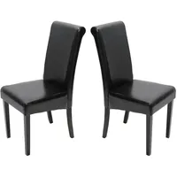 Mendler 2er-Set Esszimmerstuhl Stuhl Küchenstuhl Novara II, Leder schwarz,