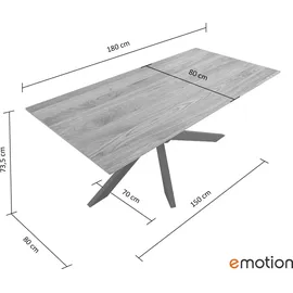 magnolia home Ellen 180 x 76 x 90 cm Eiche lackiert schwarz