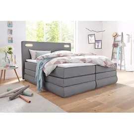 Collection AB Boxspringbett COLLECTION AB "Ninoni", grau (hellgrau), B:195cm L:210cm, Komplettbetten, Boxspringbett, inkl. Bettkasten, Topper und wahlweise mit LED-Beleuchtung