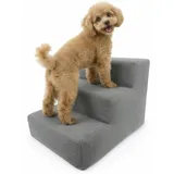 Muralo Hundetreppe 3 Stufen für Kleine Hunde und Katzen, Waschbar - Grau