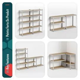 VOUNOT Lagerregal Holz 180x90x40cm braun