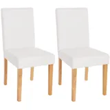 Mendler 2er-Set Esszimmerstuhl Stuhl Küchenstuhl Littau ~ Kunstleder, weiß matt, helle Beine