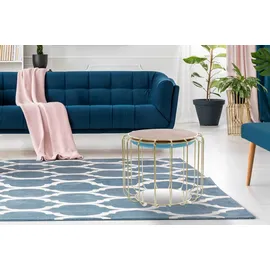 Kayoom Beistelltisch KAYOOM "Pouf Comfortable 110, abnehmbares und wendbares Oberteil", blau (türkis, gold, gold), B:50cm H:45cm T:50cm, Eisen, MDF, Samtbezug, Schaumstoff, Spiegel, Tische, Beistelltisch, praktisch umzuwandeln in Tisch oder Hocker, mit 