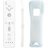 Aukuoy Fernbedienung für Wii und Wii U, drahtloser Bewegungssensor-Gpad-Controller für Nintend Wii-Konsole, mit Silikonhülle und Handschlaufe (weiß)