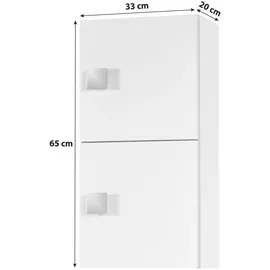 MID.YOU Hängeschrank Schildmeyer Quadra 105856, Weiß, Metall, 2 Fächer, 33.0x65.0x20.0 cm, Made in Germany, Badezimmer, Badezimmerschränke, Hängeschränke