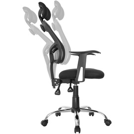 Ergo Office, mit hoher Rückenlehne, verstellbare Kopfstütze, max 150kg, ER-413 - Schwarz
